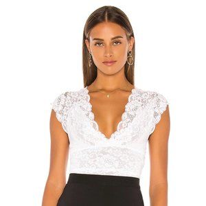 We Are HAH Off the Hook Bodysuit in Blanc